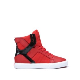 Kids Supra High Top Shoes SKYTOP Risk Red/Black/white | AU-42770